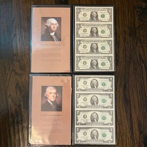 Lot of 2 World Reserve Monetary Exchange Uncut Sheet $1 & $2 Dollar Bills 2003